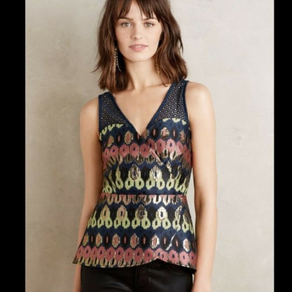 ANTHROPOLOGIE NWT Jacquard Yana Metallic Top